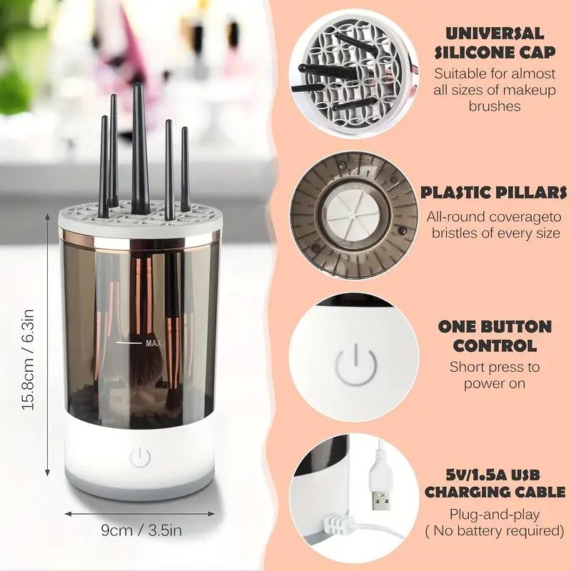 2 in 1 Multifunctional Upgraded Automatic Electric Makeup Brush Cleaner, Great Christmas Gift for Women Cleansing makeup brushes Cosmetic eco  tools new  make makeup  brush makeup  brush  cleaner 2
