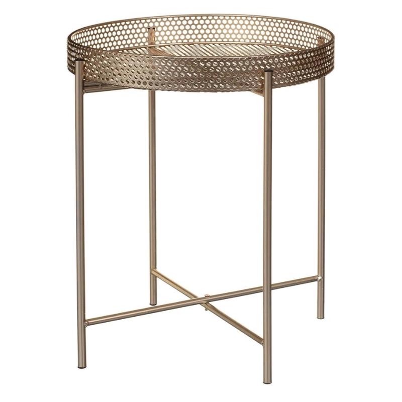 Stunning Gold Colour Tray Table for Living Room and Bedroom - End Table for Coffee and Tea 0