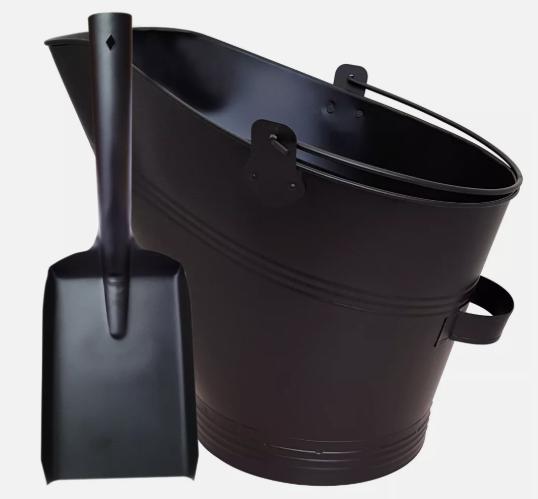 COAL BUCKET AND SHOVEL SET WATERLOO CHARCOAL ASH LOG SCUTTLE HOD FIRESIDE STEEL 1
