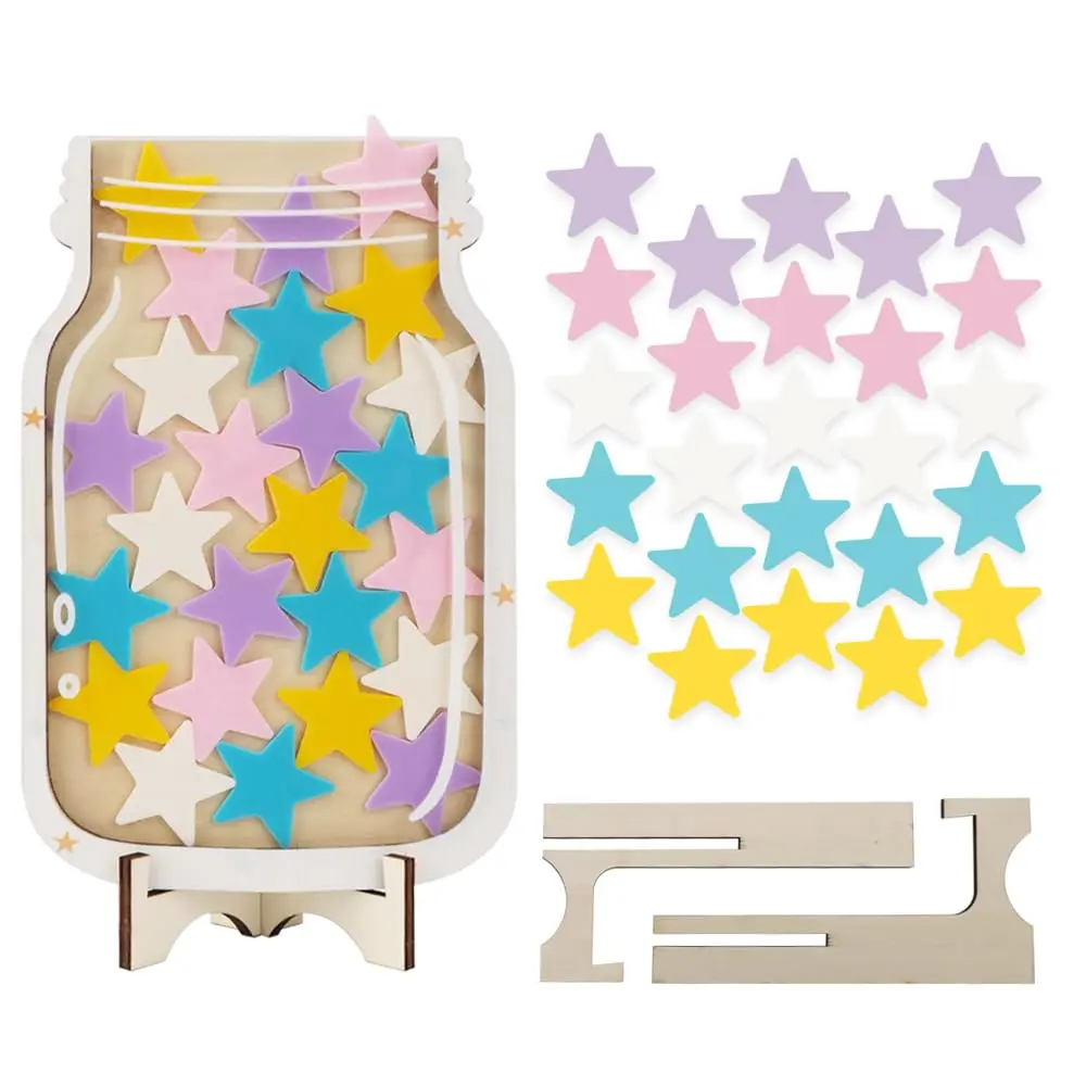 WALLFID Stars Reward Jar for Kids,Stars Charts for Children Behaviour,Potty Training Reward Chart for Kids,Chore Chart for Children, Home School Reward Jar for Incentivizing Children