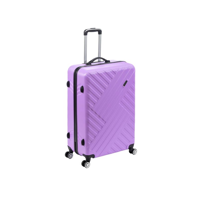 ABS Hard Shell London Zip Suitcase with Combination Lock - Black, Dark Grey, Lilac, Navy Blue - Small, Medium, Large Sizes - Set of 3 3