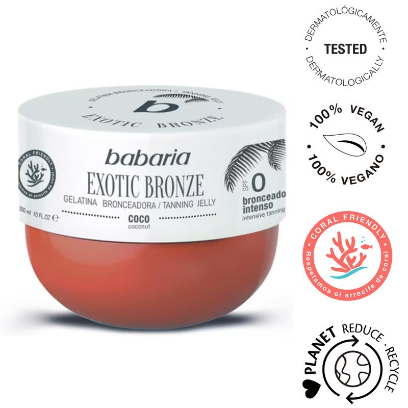 Babaria Coconut Tanning Accelerator Gel SPF0-300ml, Exotic Bronze Waterproof Tanning Jelly, Vegan, Coral Friendly, Cruelty Free Skin Care with Aloe Vera 5