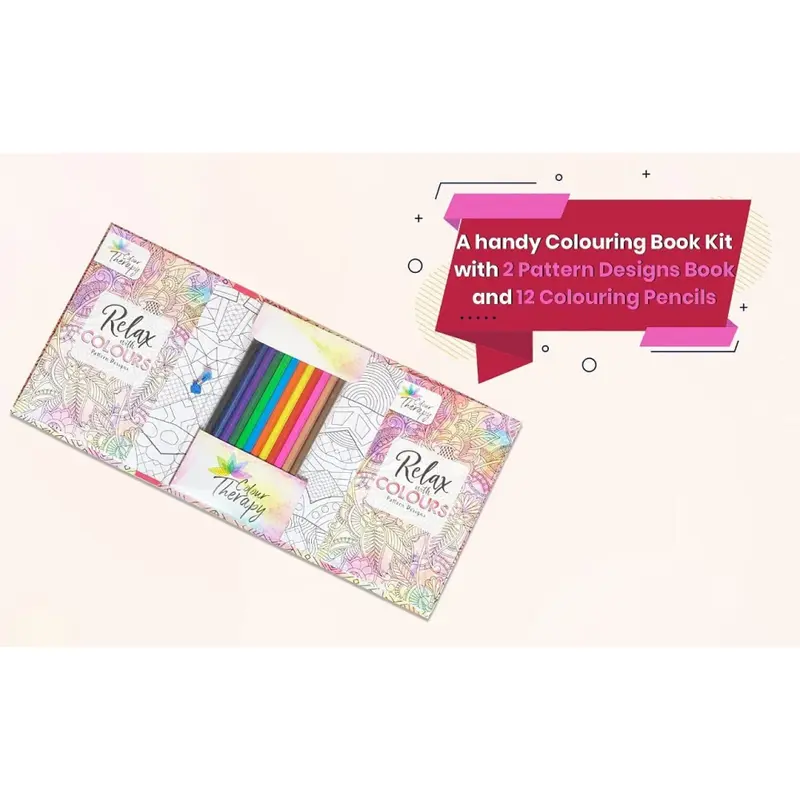 Styloo Adult Colouring Books and Pencils -Includes 12 Colour Pencils & 2 Books Having 60 Designs Each - Colouring Books for Adults Pack 5