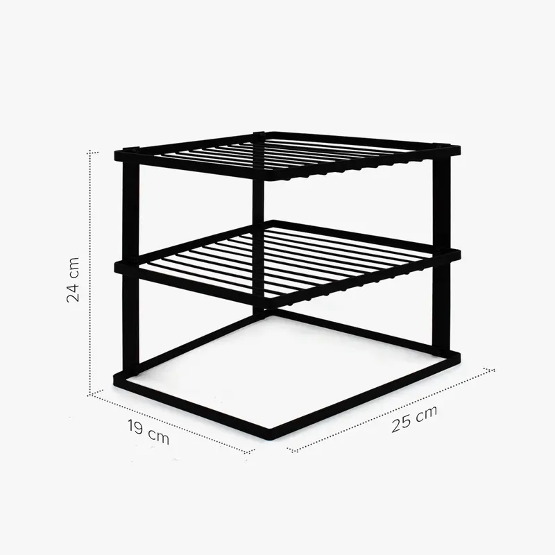 No-Wobble Plate Rack for Kitchen Cupboard Storage Organiser - Black 2