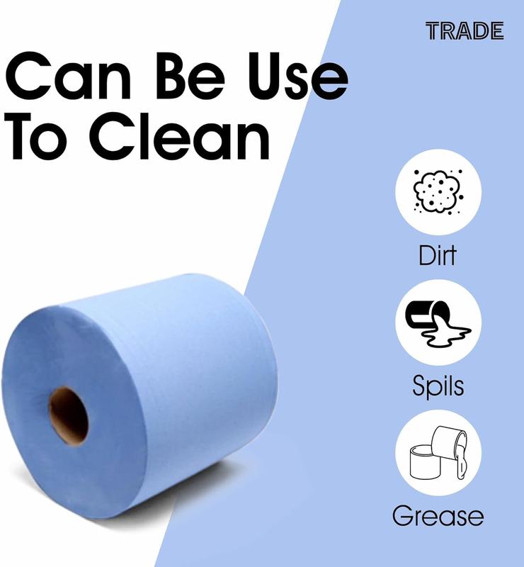 Centrefeed Blue Roll - 2 Ply Embossed Blue Paper Towel Roll (Pack of 12 Rolls) and (Pack of 6 Rolls) Toilet Wipes 2