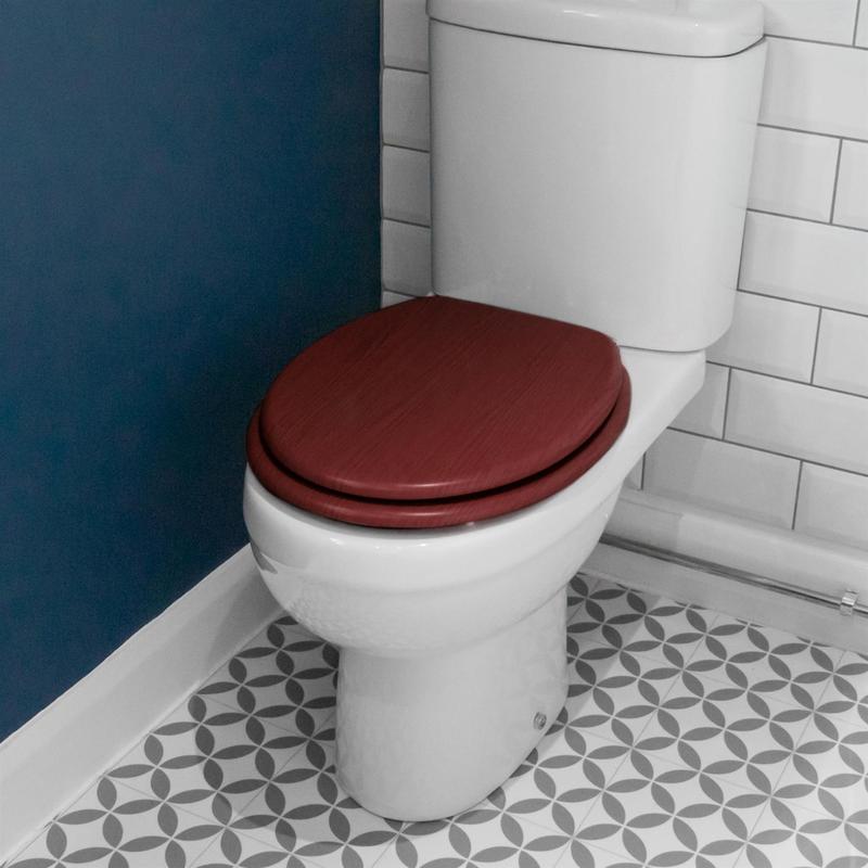 Harbour Housewares Soft Close Wooden Toilet Seat - Mahogany 5