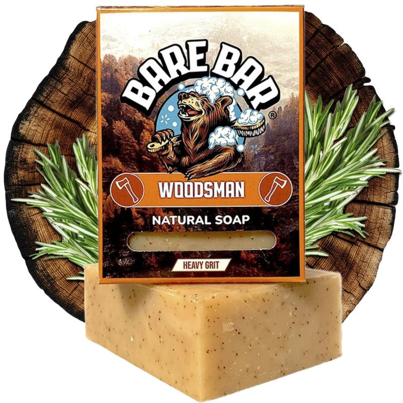 Natural Soap Gift Box - Bare Bar Natural Soap for Men - Heavy Exfoliation - Woodsy & Earthy Essential Oil Blend - Nourishing & Moisturising 7