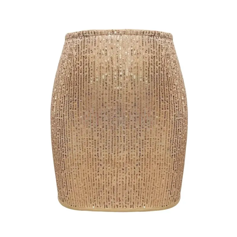 Women Fashion With Sequined Glod Black Silver Side Short Pencil Mini Skirt Vintage High Waist Female Chic Lady Skirts Summer Womenswear Bottom 5