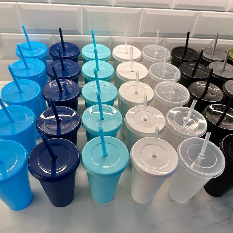Starbucks style cold up, 700ml (24oz) capacity reusable cup. Lots of colour choices. Drinkware Stylish Water Bottles Plastic 5