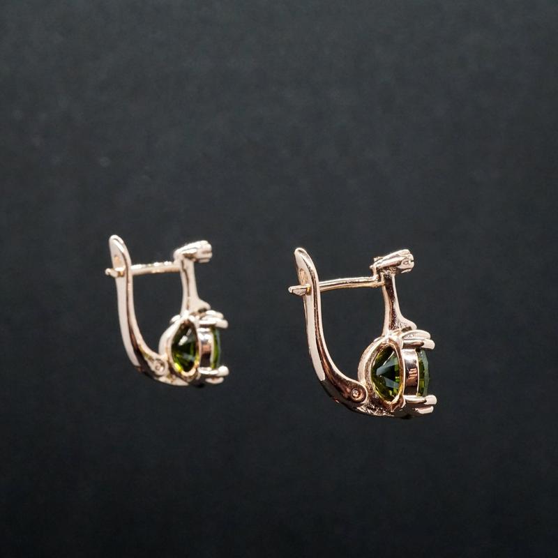 Jessica X - Rose Gold Red,Green,Blue Sapphire Small Drop Earrings 5