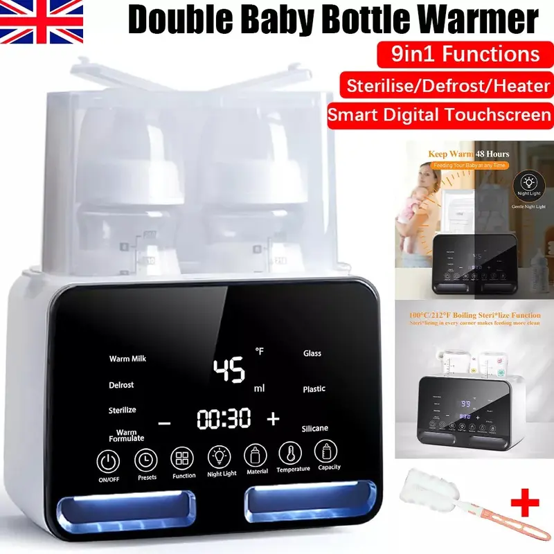 Baby Bottle Warmer Steriliser Fast Milk Warmer with LCD Display and Timer UK 8