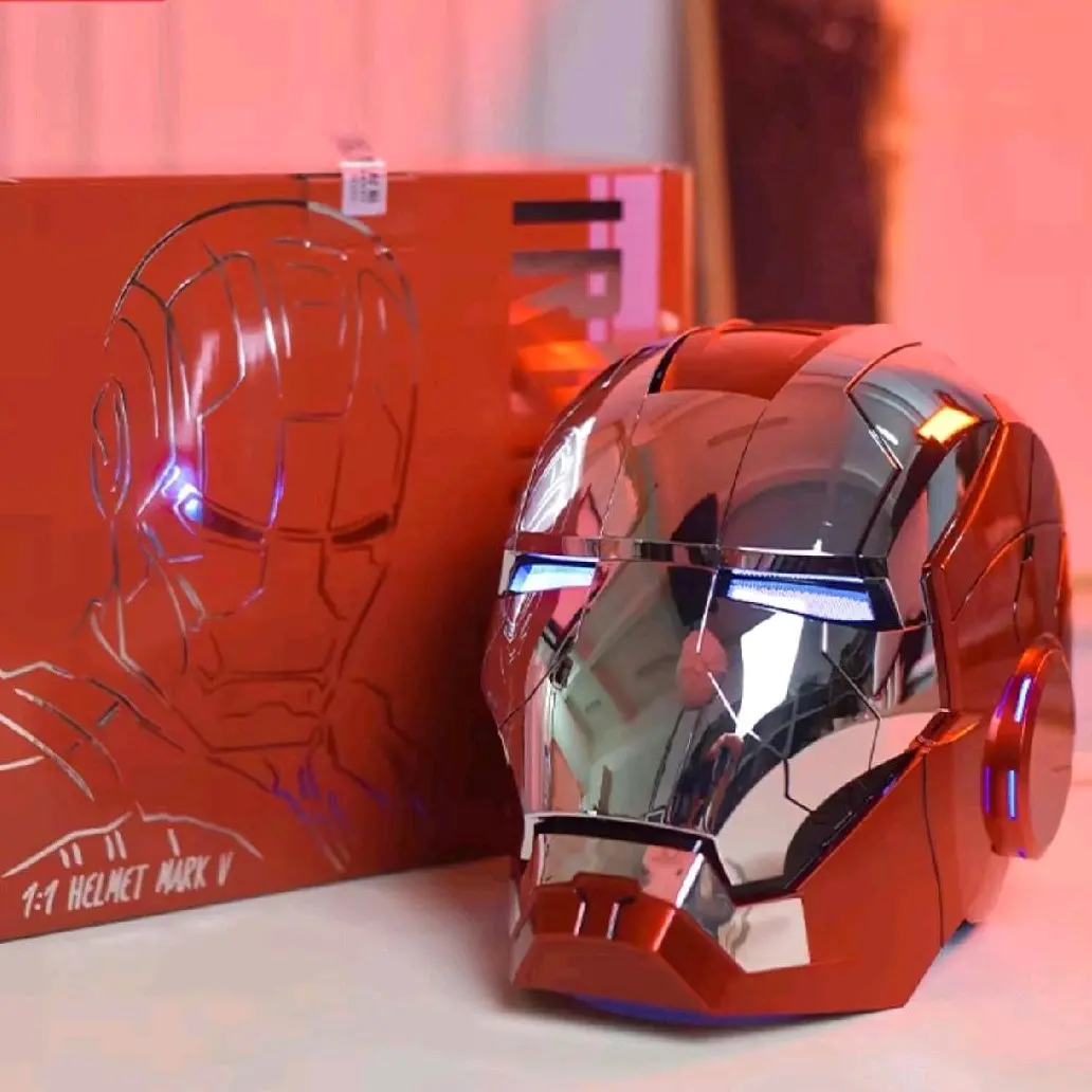 Iron-Man Helmet Voice Control Light Up Eyes Model for Adult Electric Wearable Christmas Gift Costumes Mask