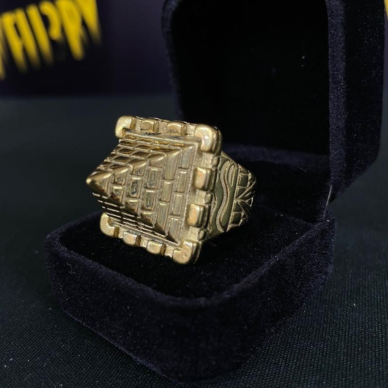 Pyramid Castle Ring Stainless steel Gold Plated 4