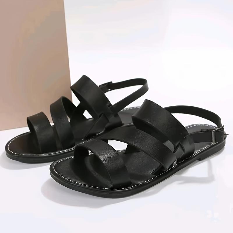 Product Introduction of Stylish Women's Roman Flat Sandals - Comfortable Solid Color Open Round Toe Ankle Strap Shoes with Adjustable Buckle, Perfect for Casual Beach, Summer, Vacation, and Outdoor Activities 3