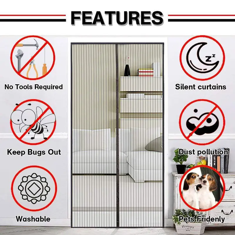IMBTECH Magic Curtain Door Mesh Magnetic Fastening Mosquito Fly Bug Insect Net Screen - 100x210cm 1