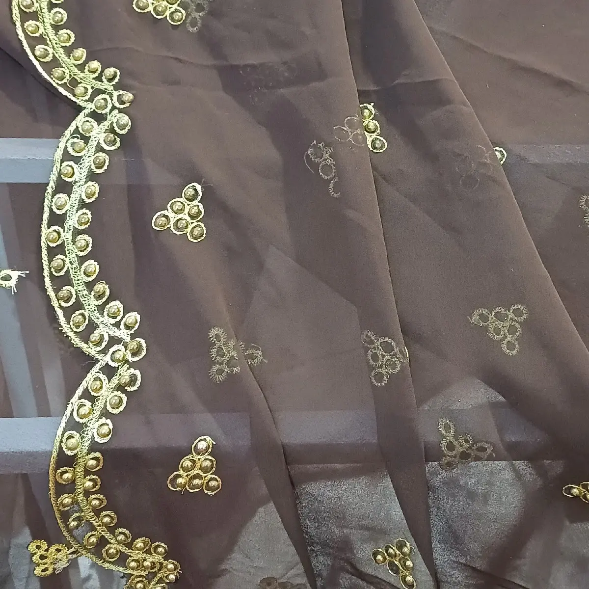 Gabsar with Gold Beads and Brown Colour - Perfect for Any Occasion