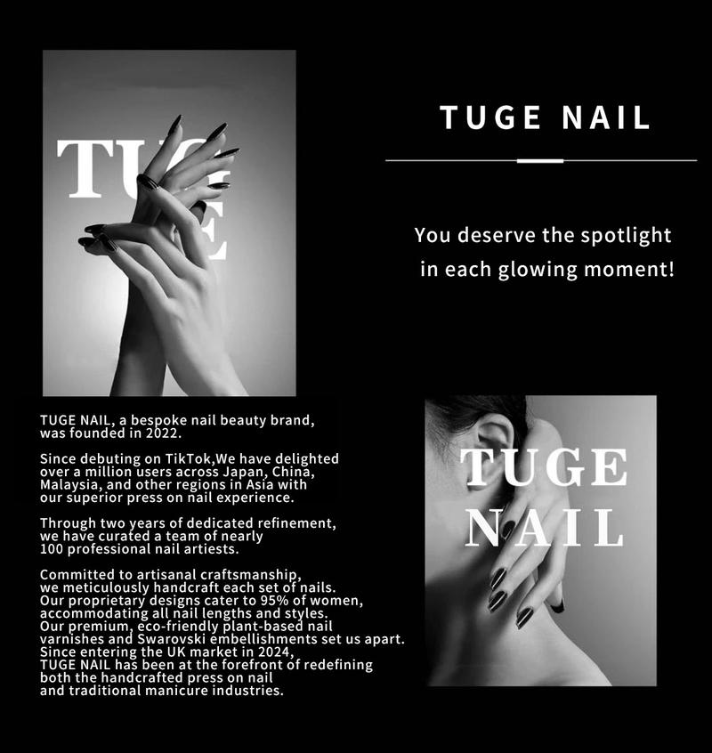 Product Introduction of Top-Tier Quality Manicure, TUGE NAIL Blossom Series 100% Handcrafted Press On Nails Nail Art, Cat's Eye Effect, French Tip Nail, Reusable, Long-Lasting, Eco-Friendly, DIY Manicure, Variety of Designs & Sizes Nail Care Nail Polish Cutics Cosmetic 5