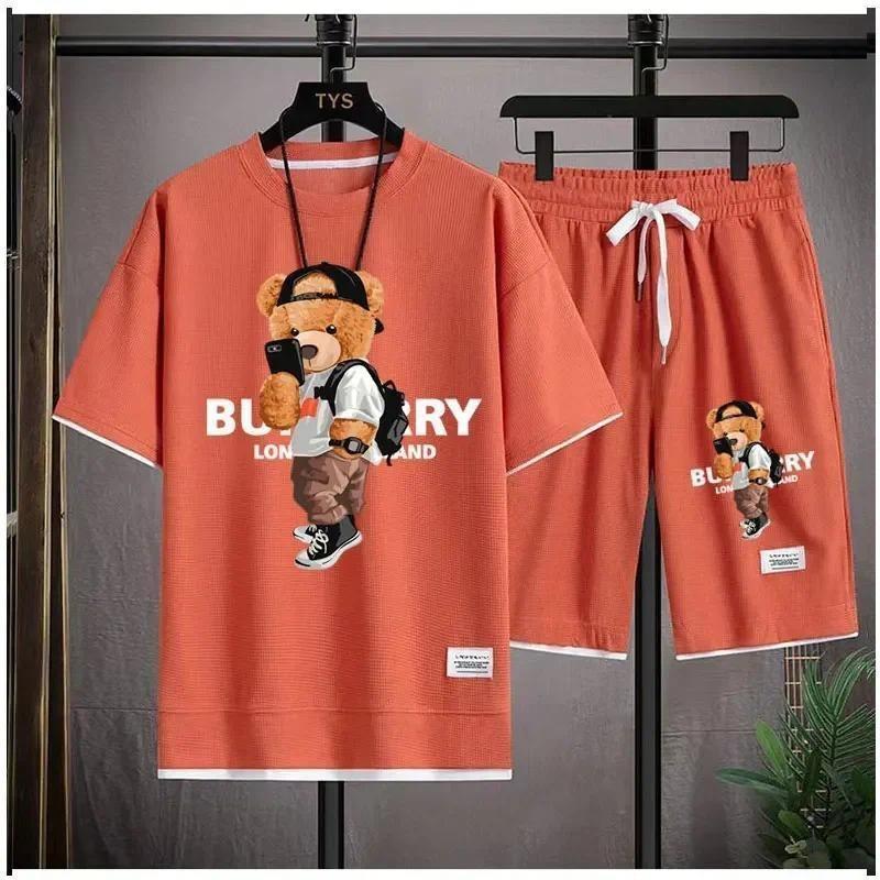 Hip Hop Summer Streetwear cat Graphic Luxury Short Sets Men Designer Clothes Oversized Unisex Tshirt Shorts Brand Outfit beach 5