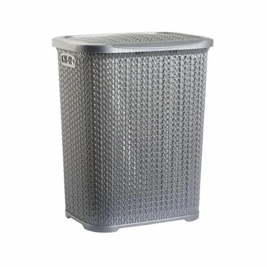 Plastic Laundry Basket Clothes Washing Bin Storage Knitted Hamper Organiser 6