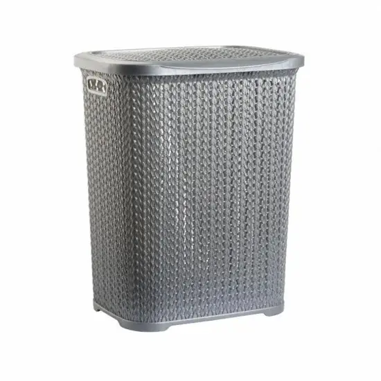 Plastic Laundry Basket Clothes Washing Bin Storage Knitted Hamper Organiser 5