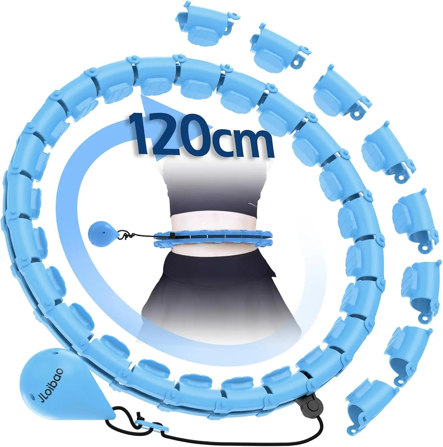 Weighted Hula Circle Hoop for Adults weight loss, Infinity Fitness Hoop Plus Size 66-120cm, 24 Detachable Links