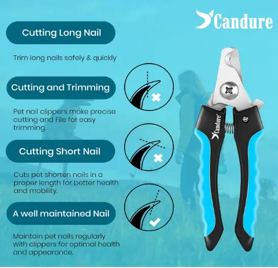 Candure Dog Nail Clippers for Large, Medium and Small Breed with Safety Lock and Protective Guard 6