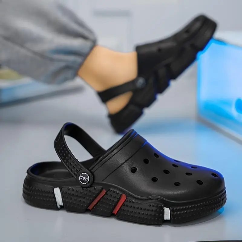 【SHARIFAN】Plus Size Mens Solid Colour Hollow Out Slippers - Ultra-Comfortable Non-Slip EVA Design - Durable & Lightweight for Indoor/Outdoor Adventures Boy Shoe