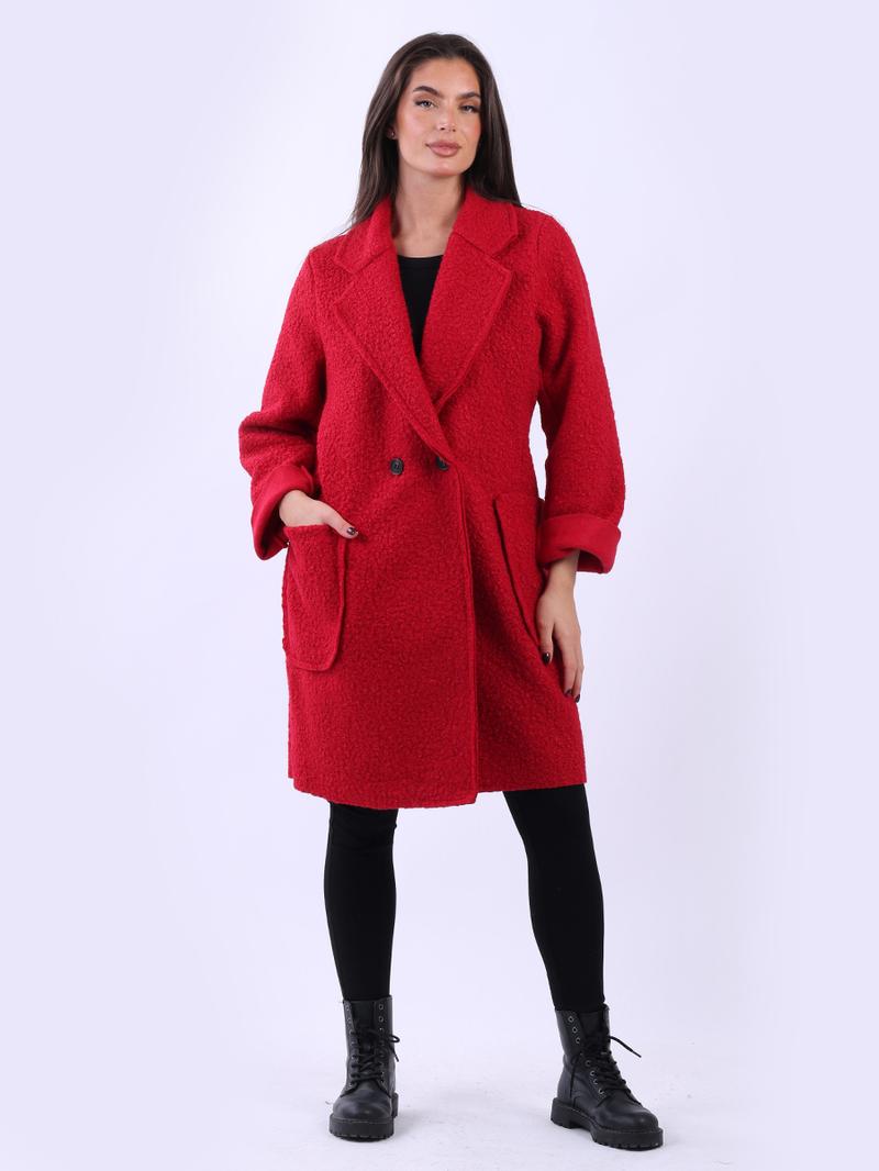 Product Introduction of SUBZY Size: One Size (UK Fit 12-18) Women's Long Sleeves Notch Lapel Collar Plus Size Lagenlook Woolen Coat 11
