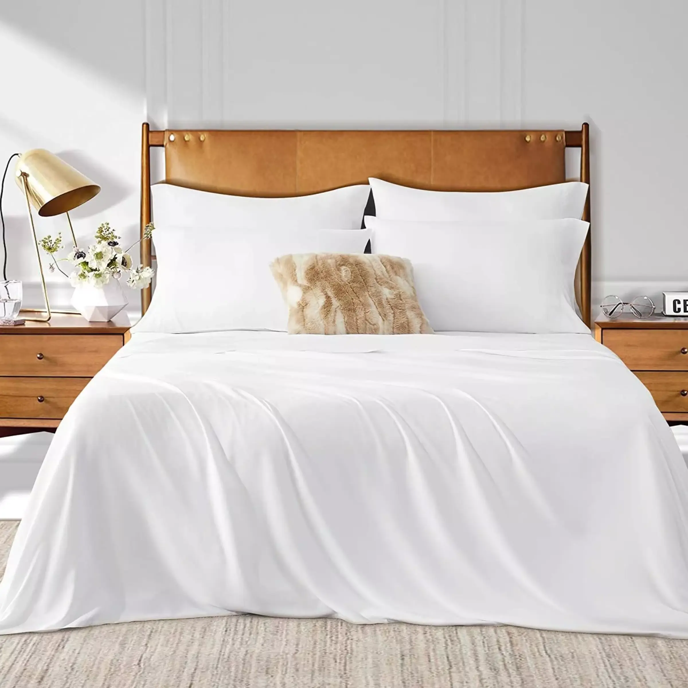 Luxury Bedding - Full Flat Sheet 100% Egyptian Cotton, Soft & Breathable, Single Size