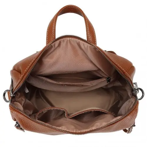BPM2438 - Miss Lulu Women's Convertible PU Leather Backpack & Shoulder Bag – Versatile 2-in-1 Design - Brown 8