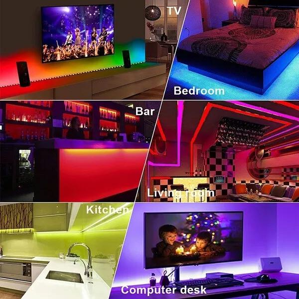 LED Strip RGB Lights 5050 Colour Changing Tape Cabinet Kitchen Lighting UK- 5-30M 1