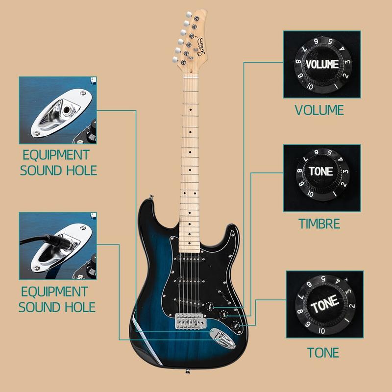Glarry GST Electric Guitar Kit – Stylish Blue Guitar with Black Pickguard, Complete Set for Beginners & Professionals 2