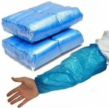 HOT BARGAINS 100 X Disposable Blue Arm Covers + 100 x Blue Aprons Combo Waterproof Arm Sleeves and Aprons For Cooking, Medical, Cleaning Etc. Kitchen Pack Kitchen Pack Kitchen Pack Plastic 3