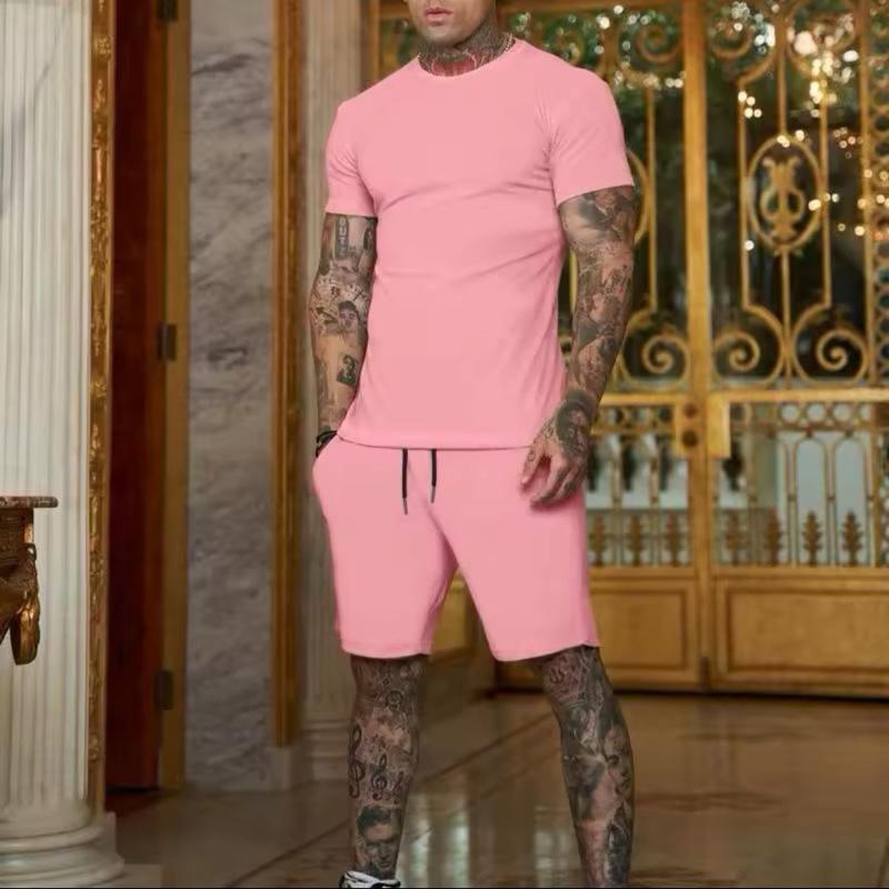 Men’s Shorts and T-Shirt Set in Over 12 Colours - Available in Multiple Colors -  Streetwear Tshirt Summer Basic Comfort, Top Breathable Clothing Fabric Menswear Outfit Day Loose Minimalist Comfortable Lightweight Outdoor Style Suit Womenswear Crewneck 7