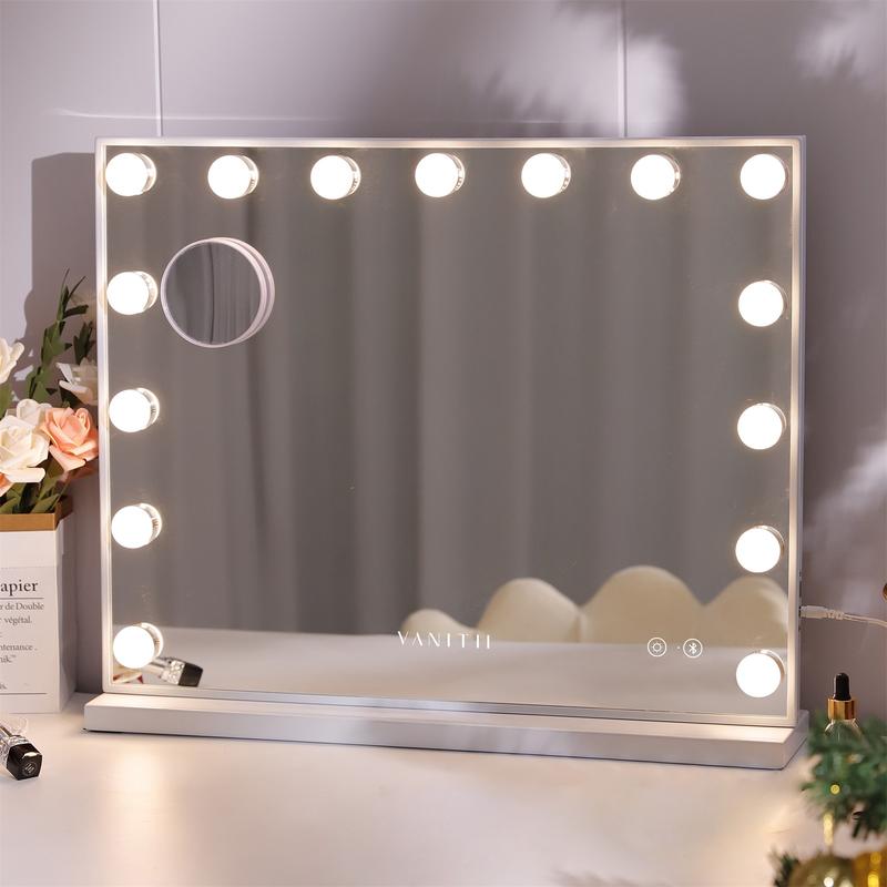 VANITII Hollywood Bluetooth Vanity Makeup Mirror with Lights 15 LED Standing Mirror Wall 1