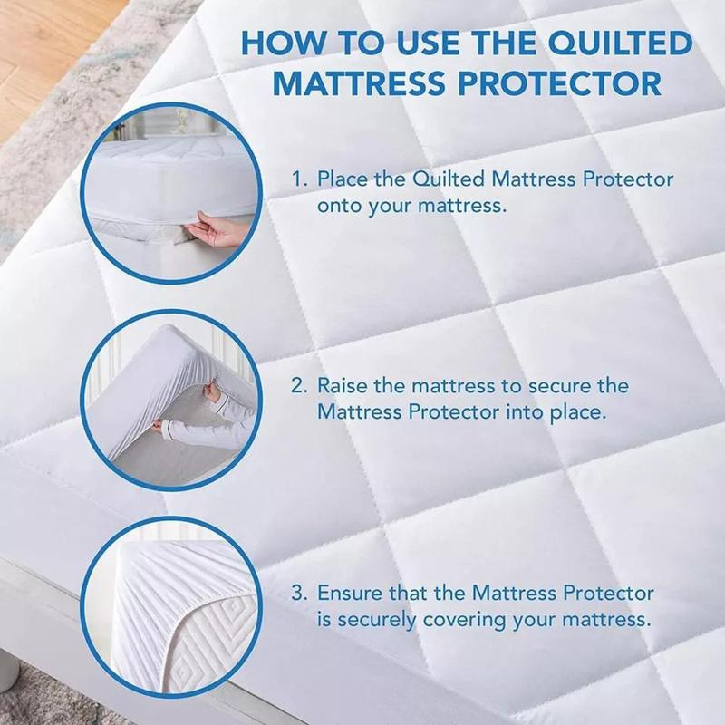 Extra Deep Quilted Mattress Protector 100% Cotton Extra Deep Fitted Cover for All Sizes Breathable Anti-Allergy 3