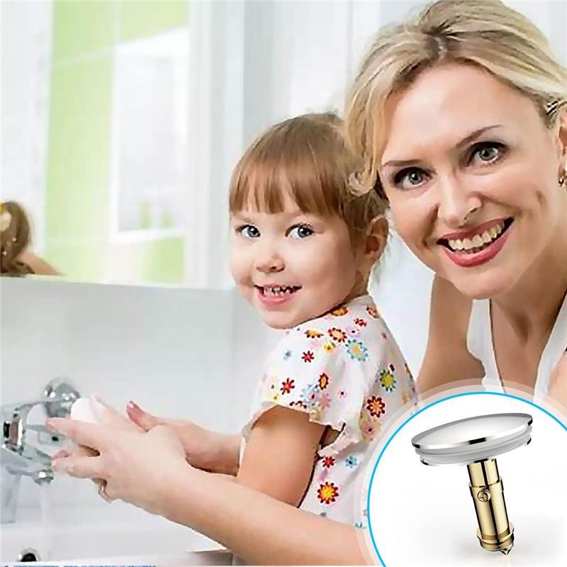 Pop Up Sink Plug Replacement for Washbasin Brass Chrome, Sink Drain Plug Pop Up Waste Plug Basin Plug Click Clack Push Plug Stopper for Bathroom Vanity Sink, 38mm Cap 5
