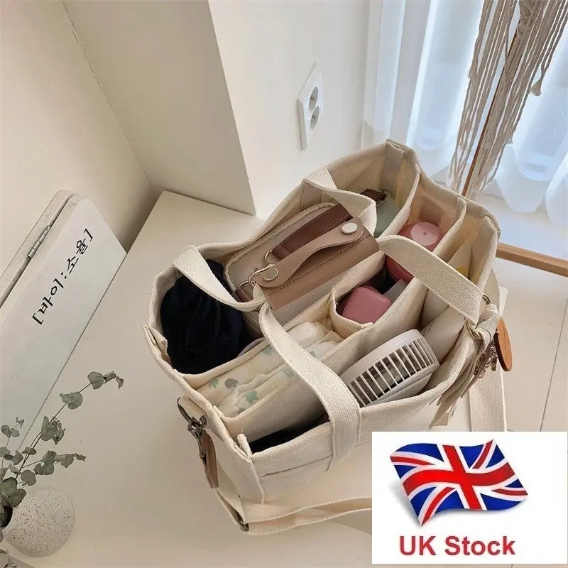 UK Stock Canvas Tote Bag Large Capacity Shoulder Bag for Teen Girl Women & Men 4