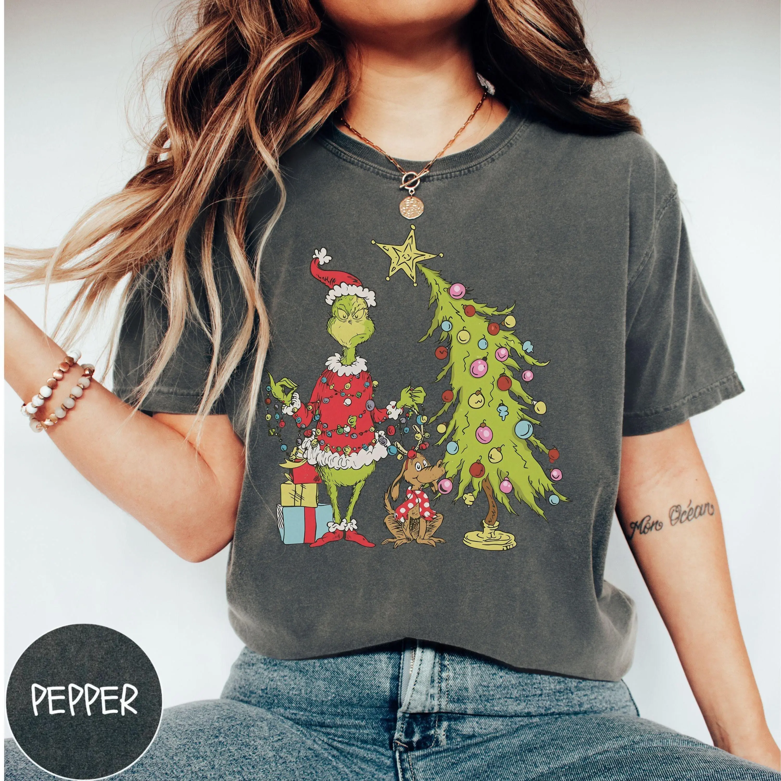 Grinch Christmas Tree Shirt - Whimsical Grinch & Max Festive Tee, Unisex Retro Funny Xmas Gift