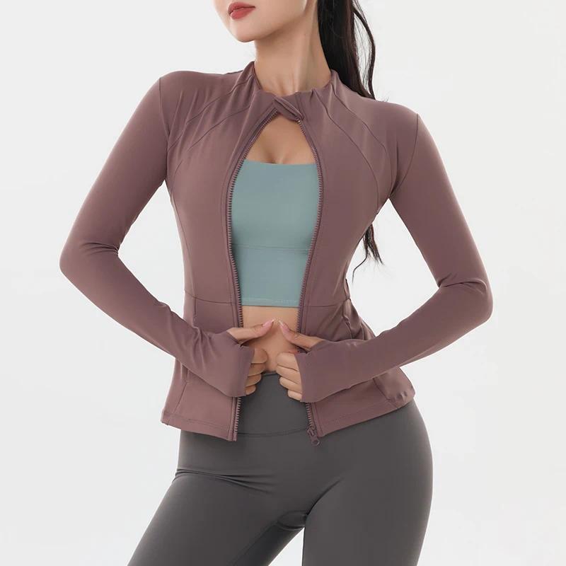 Product Introduction of Casual Women Running Jacket Quick Dry Yoga Sports Clothes Sweatshirt Slim Fitness Zipper Jacket Gym Running Sportswear Coat 0