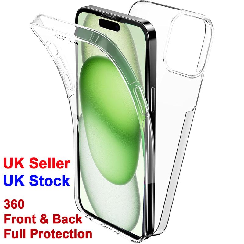 Clear Silicone 360 Front & back Full Phone Protection cover Case For Apple iPhone 14, 14 Plus, 14 Pro, 14 Pro Max, iPhone 13, 13 Pro, 13 Pro Max, iPhone 12, 12 Mini, 12 Pro, 12 Pro Max, iPhone 11, 11 Pro Max, XS Max, XS, X, 8, 7, SE 2020 0