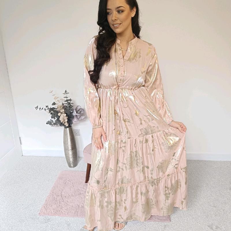 Woman's long summer shimmery floral dress Freya Collection 1