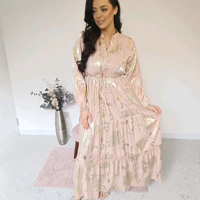 Woman's long summer shimmery floral dress Freya Collection 1