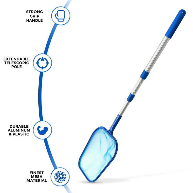 SWIMMING POOL DEBRIS LEAF SKIMMER THREE WAY TELESCOPIC MESH NET CLEANING POLE 2