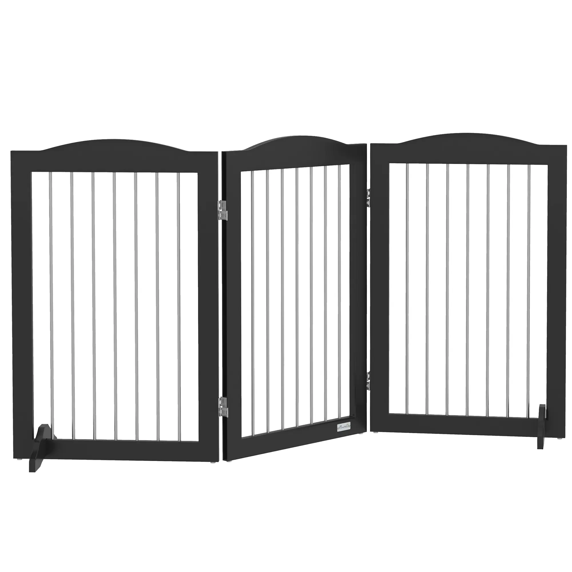 PawHut Foldable Dog Gate, Freestanding Pet Gate, Dog Barrier with Two Support Feet, for Doorways, Stairs, Halls