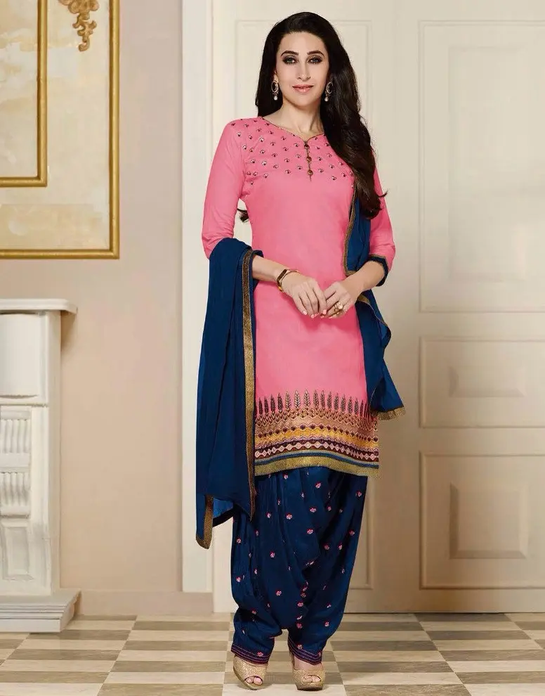 Blue Pink Bollywood Patiyala Punjabi Style Suit
