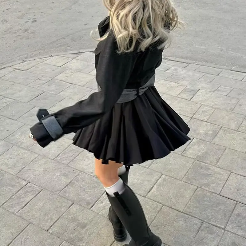 2024 summer new women's dress solid color elegant ruffled irregular pleated half skirt Chic Comfort 6