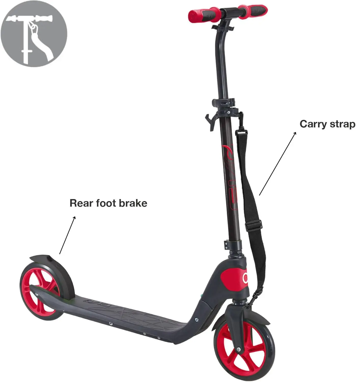 Red & Black Scooter | Teenager Push Scooter With Adjustable Handle Height, Carry Strap And Kick Stand | Foldable Red & Black 2 Wheeled Scooter | Max Weight: 100KG & ABEC-7 Bearings | 8+