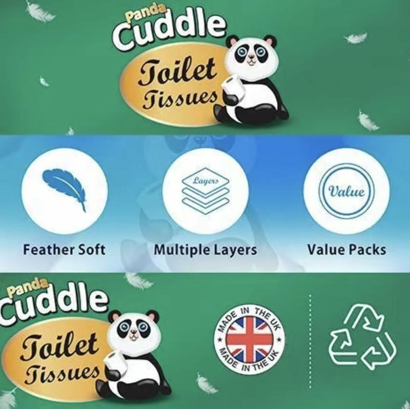 Panda Cuddle SOFTEESE 45 Unscented Soft Quilted Toilet Rolls - 3 Ply Toilet Tissues 5*9 Pack Classic Soft Blue  Wipes 5