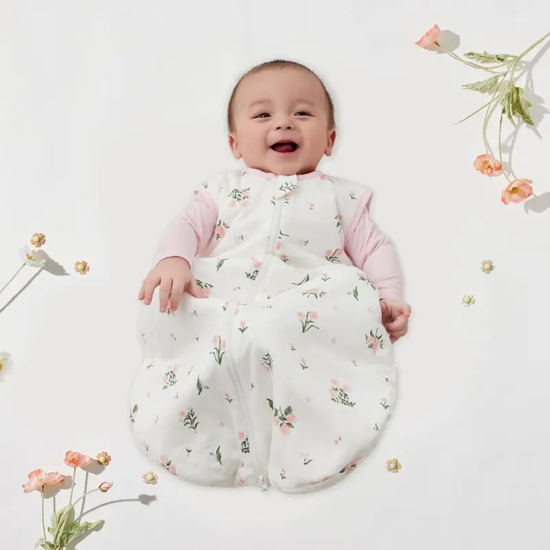 Baby Sleeping Bag Winter 2.5 Tog Sleeping Bag 18-36 months 100% Cotton Baby Wearable Blanket for Newborn, Flower 3